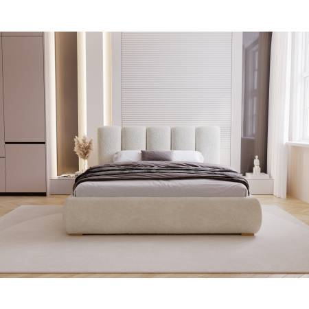 Łóżko tapicerowane z pojemnikiem 160 x 200 cm boucle VILLO